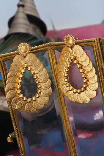 Suhani Pittie Embossed Coin Tear Drop Earrings 