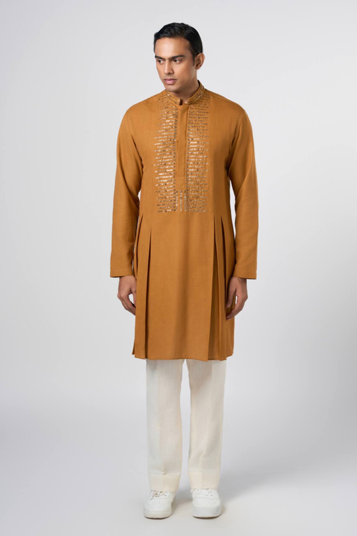 Line out line Pitta Placement Embroidered Kurta 