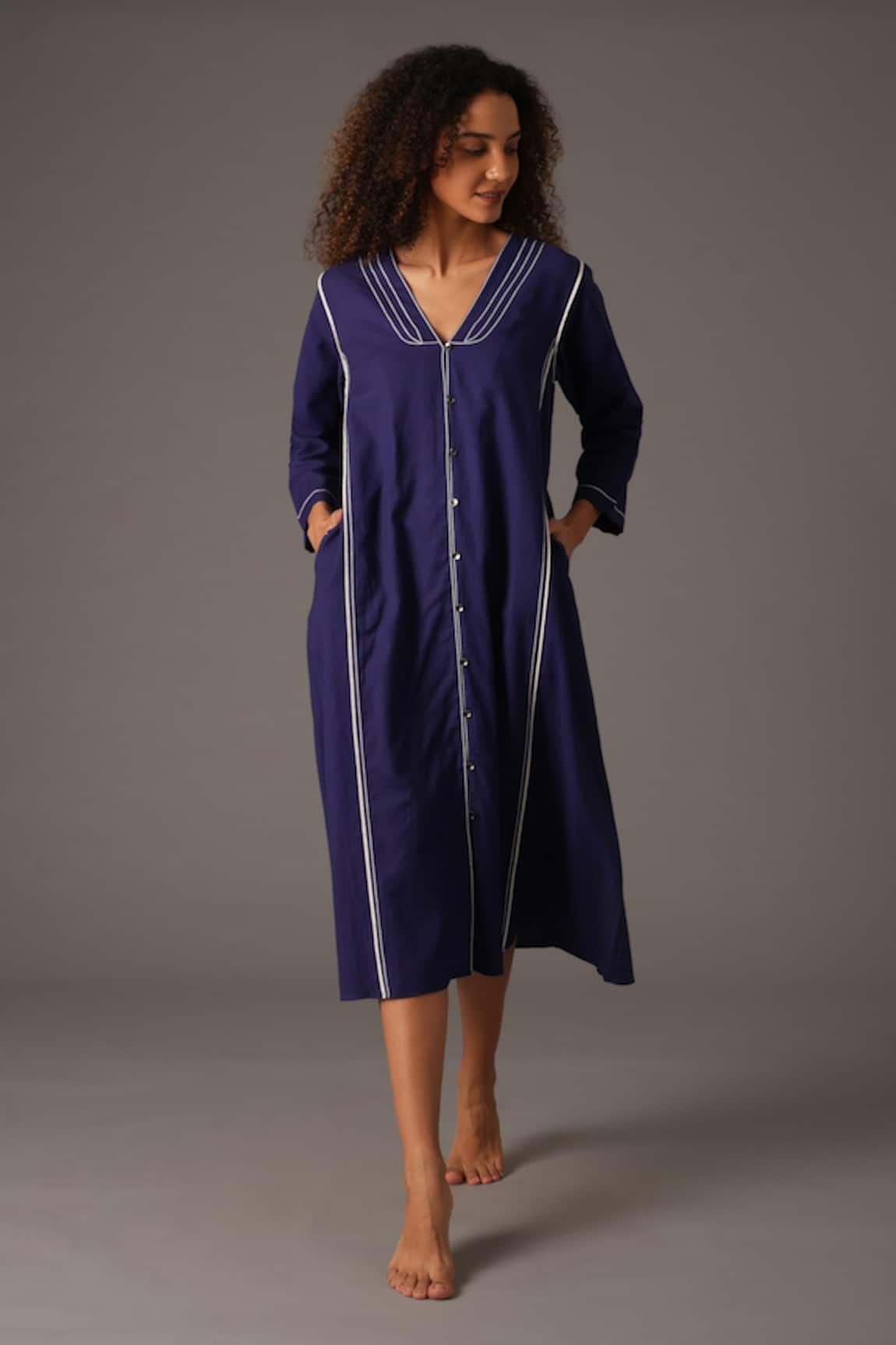 KHAT Serenity Piping Hand Embroidered Midi Dress 