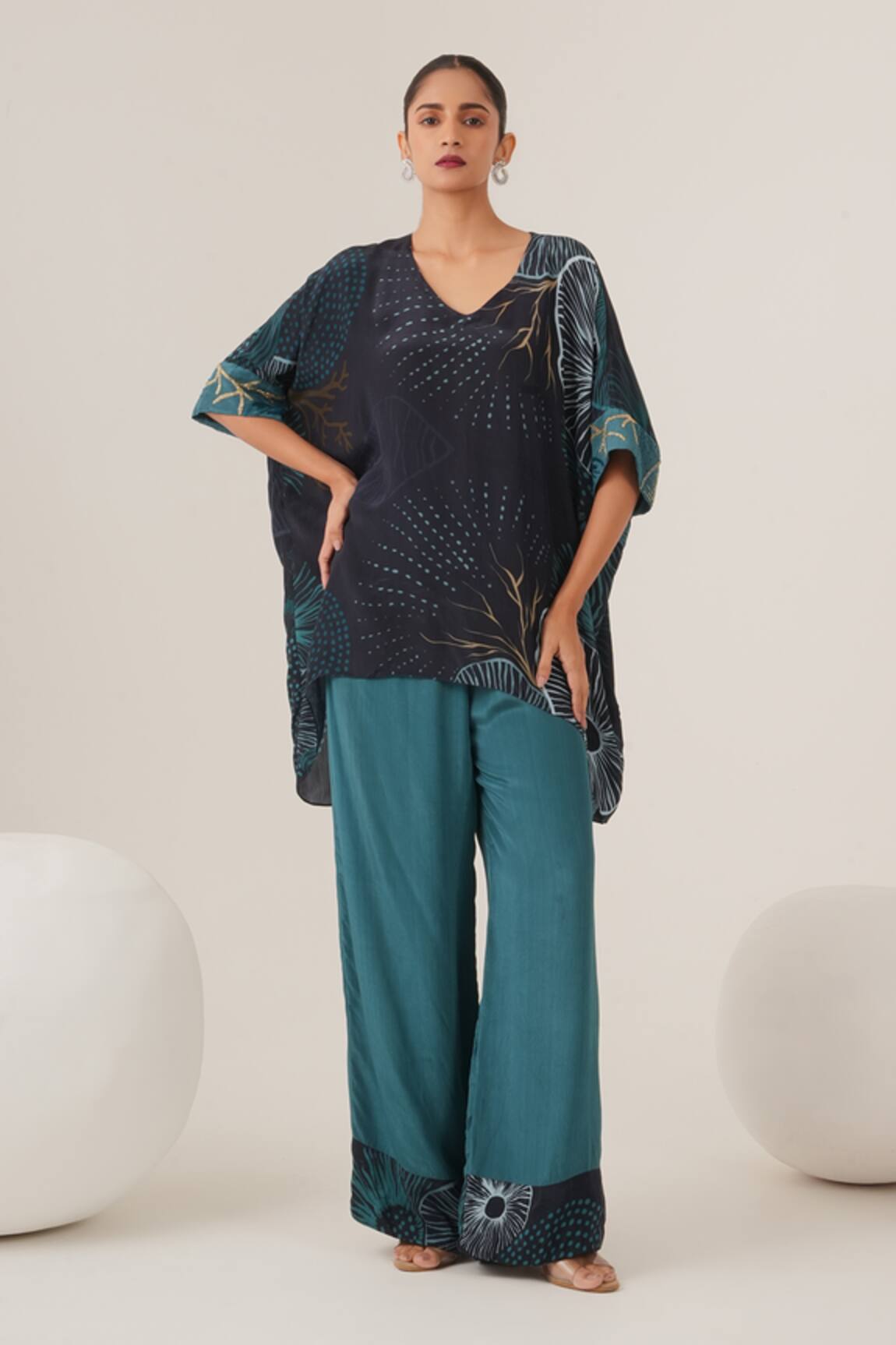 Label Shristi Chetani Abstract Print High Low Top With Pant 