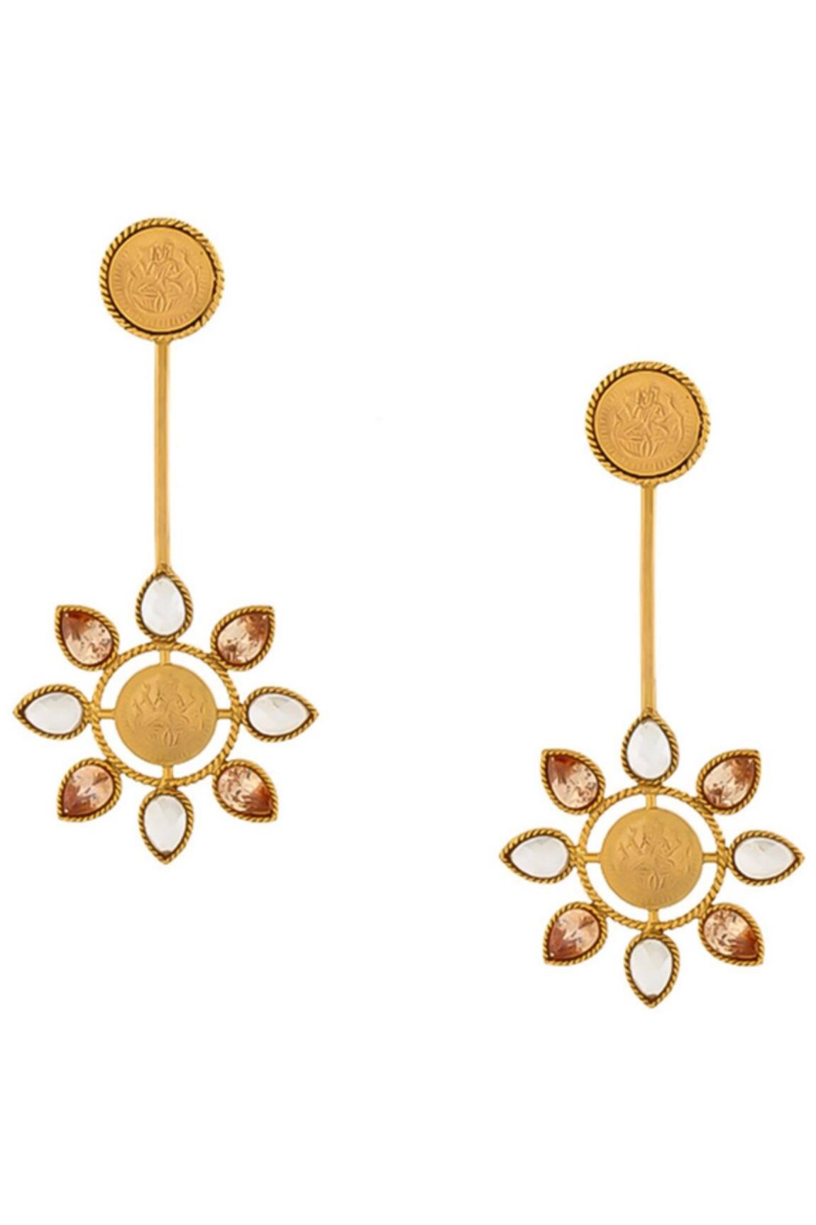 Suhani Pittie Crystal & Coin Embellished Drop Earrings