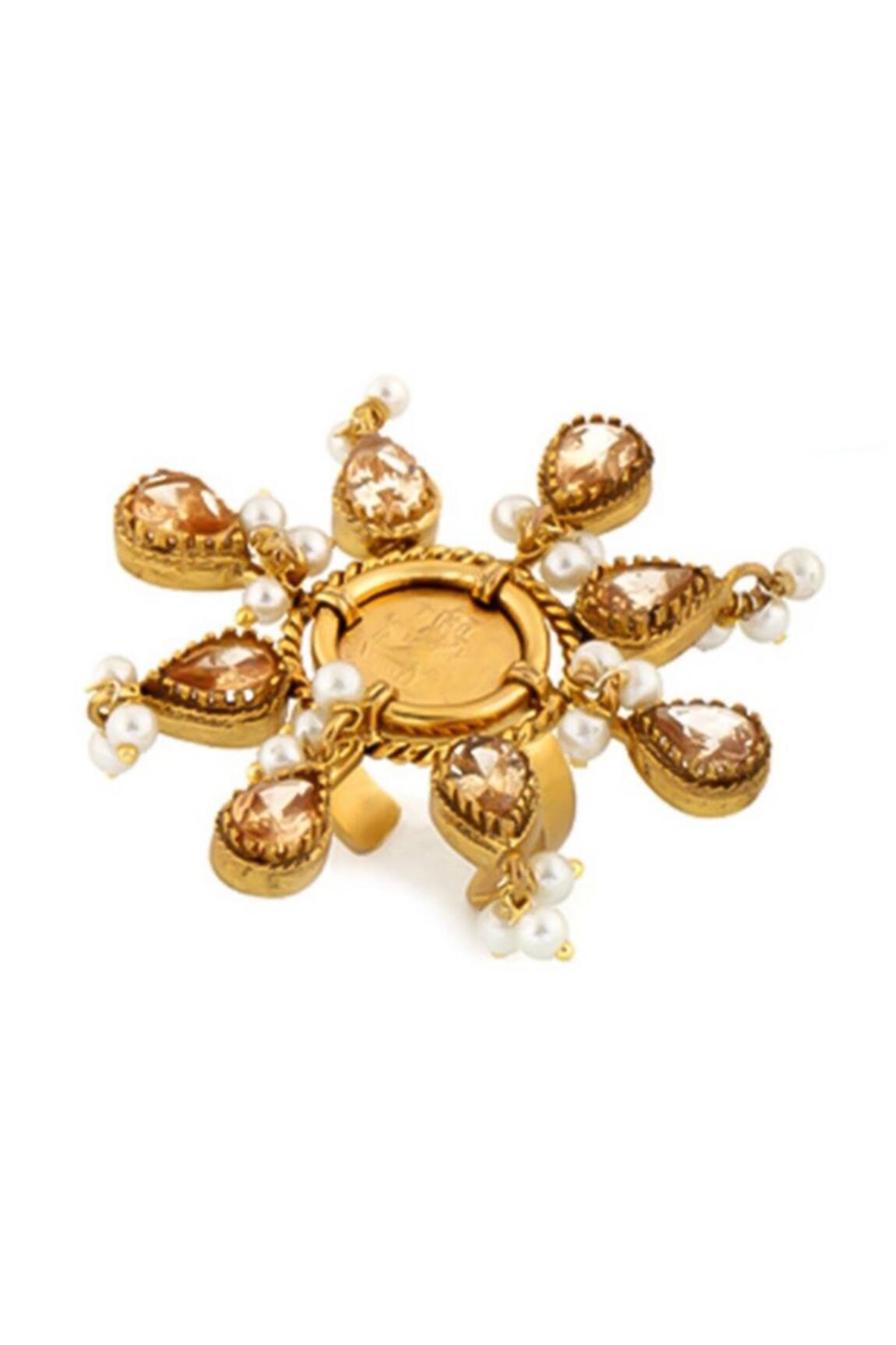 Suhani Pittie Crystal Stone & Coin Embellished Ring