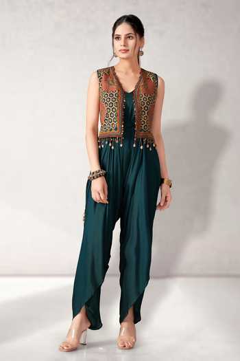 Aditi Somani Solid Draped Jumpsuit With Jacket 