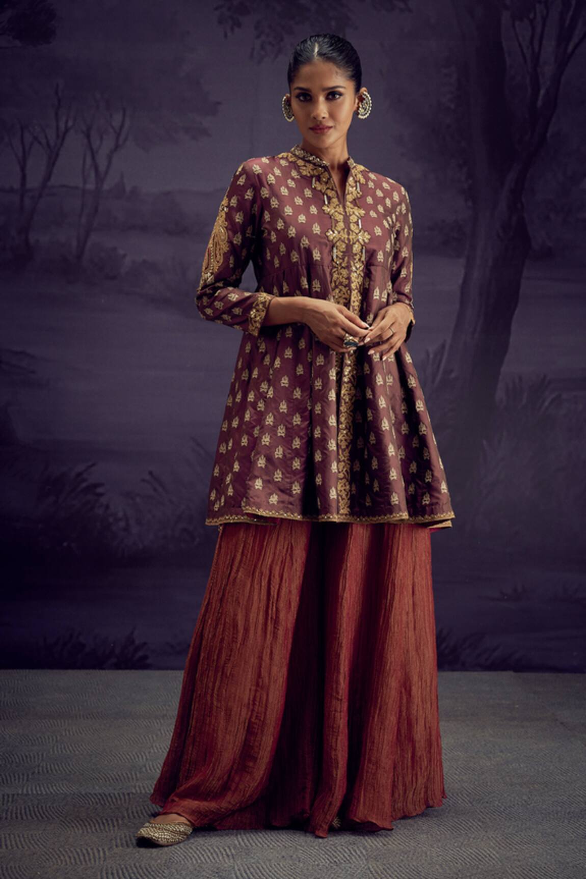 Aditi Somani Embroidered Kali Top & Sharara Set 