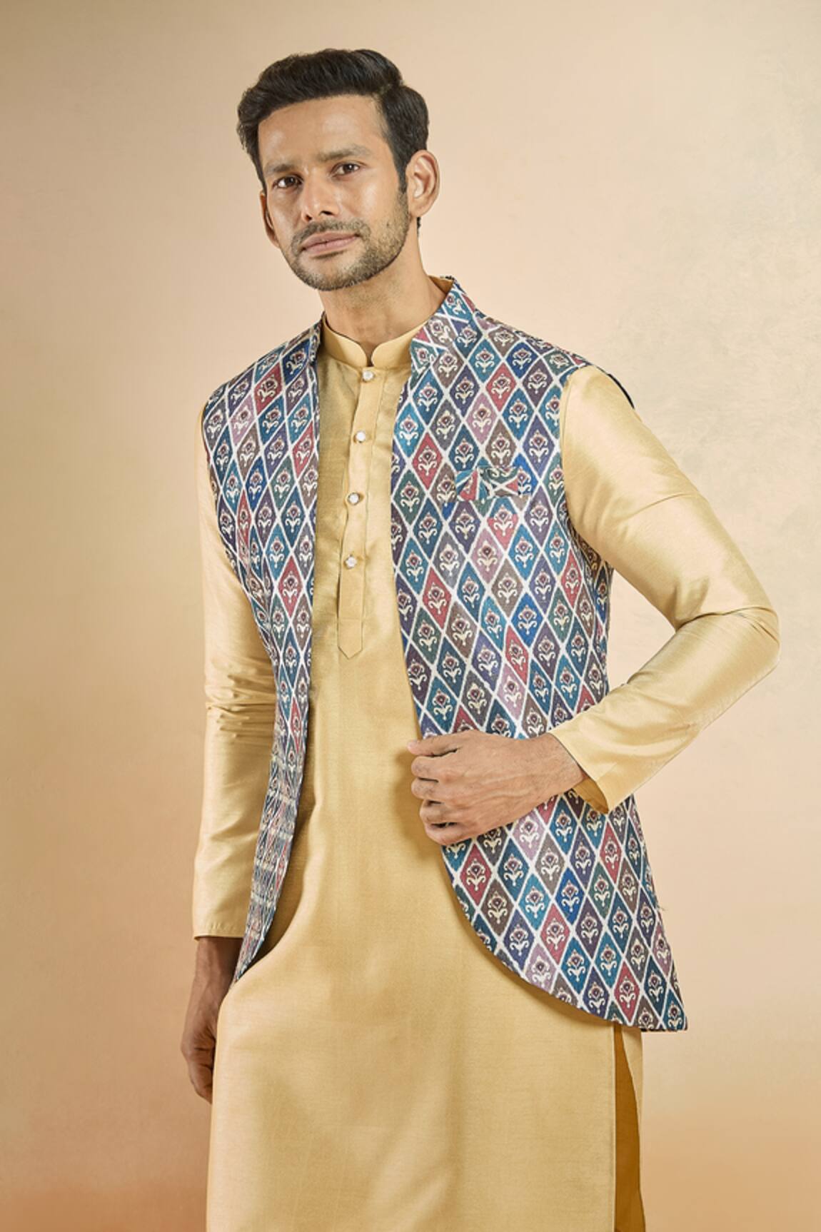 Arihant Rai Sinha Multicolored Jacquard Floral Bundi 