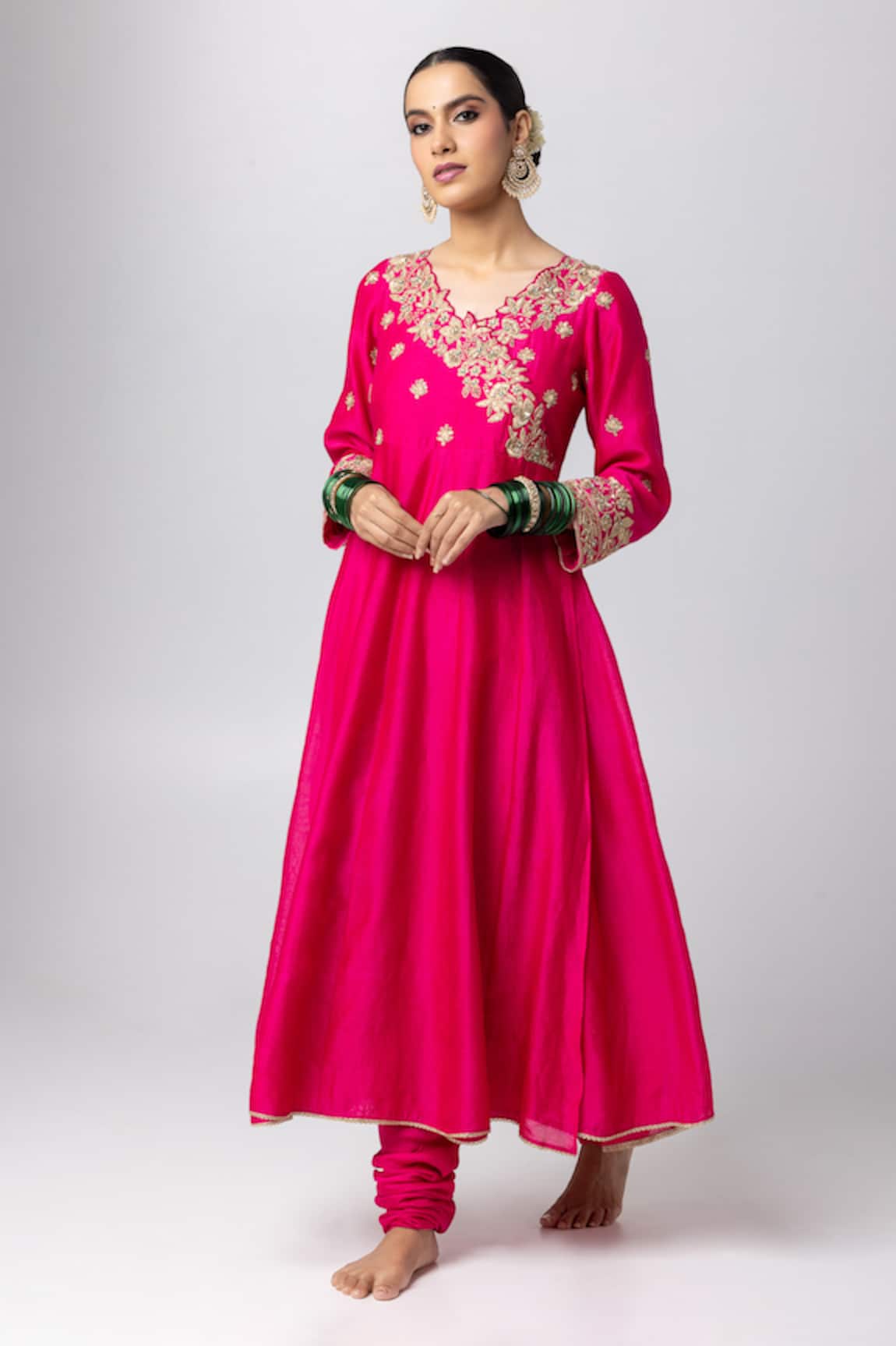 Pants And Pajamas Floral Embroidered Angarkha Anarkali Set
