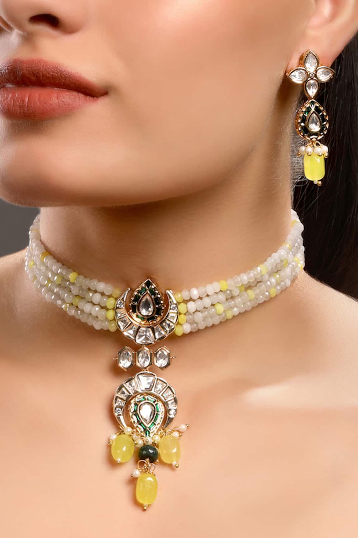 HRISHA Trellis Bloom Embellished Necklace Set