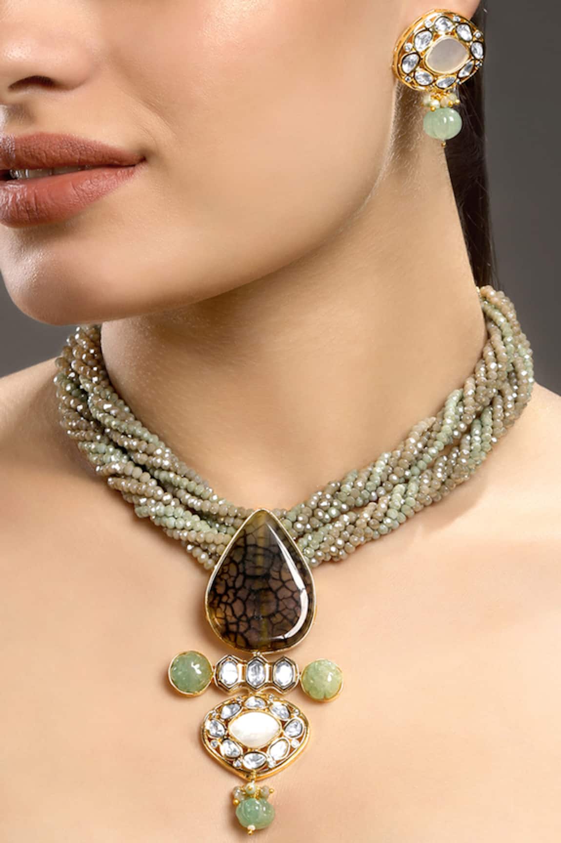 HRISHA Glorious Embellished Pendant Necklace Set