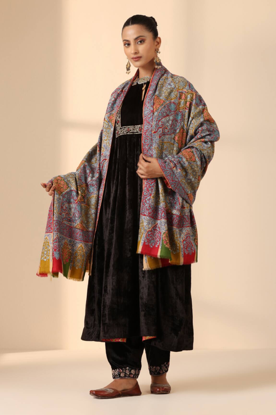 Dusala Sherly Pashmina Kalamkari Shawl