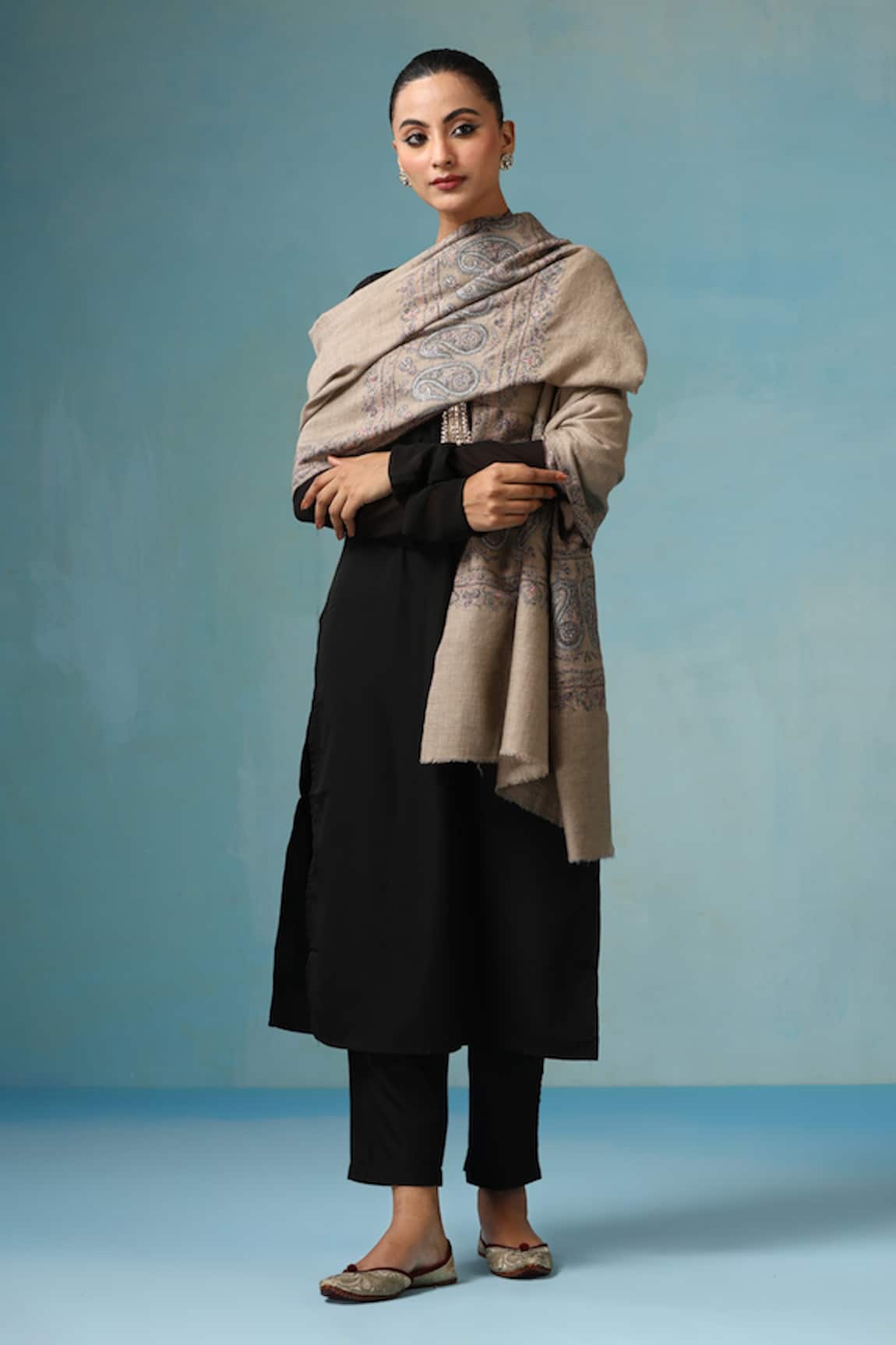 Dusala Emilia Paper Mache Gulaab Work Shawl