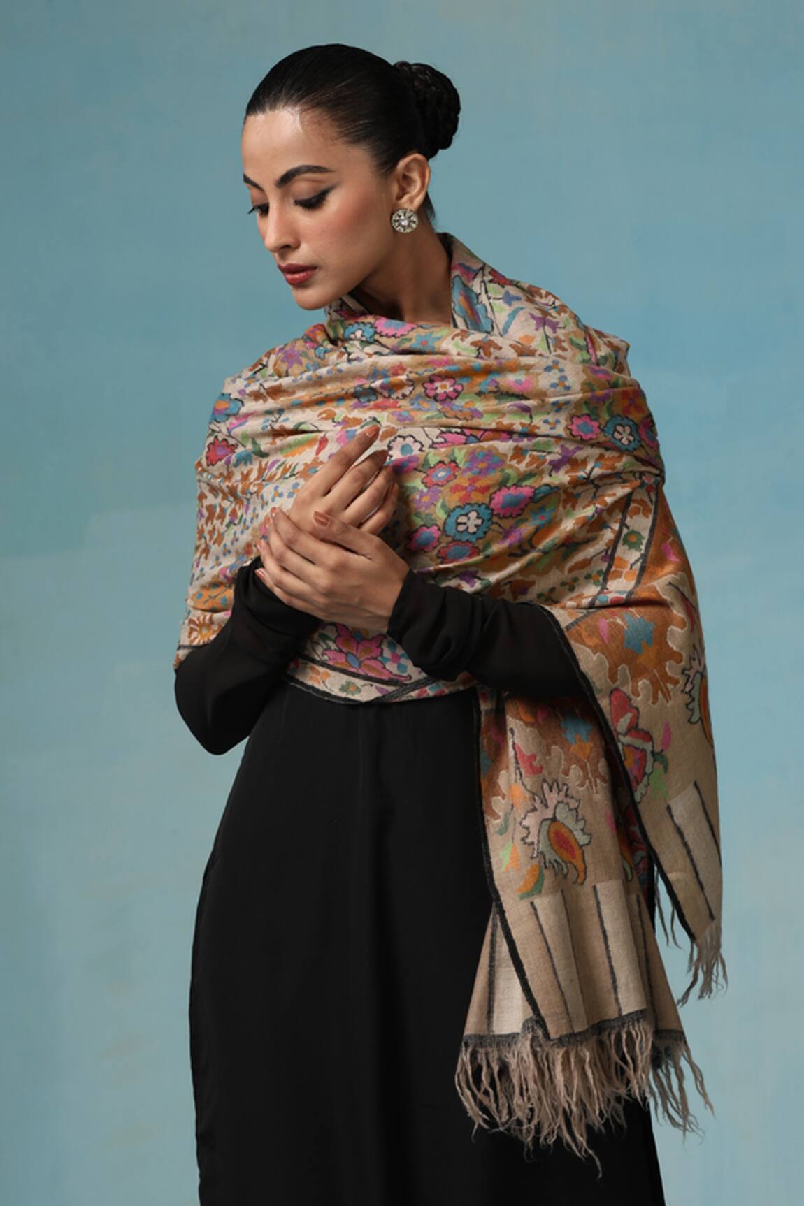 Dusala Camila Kani Embroidered Shawl