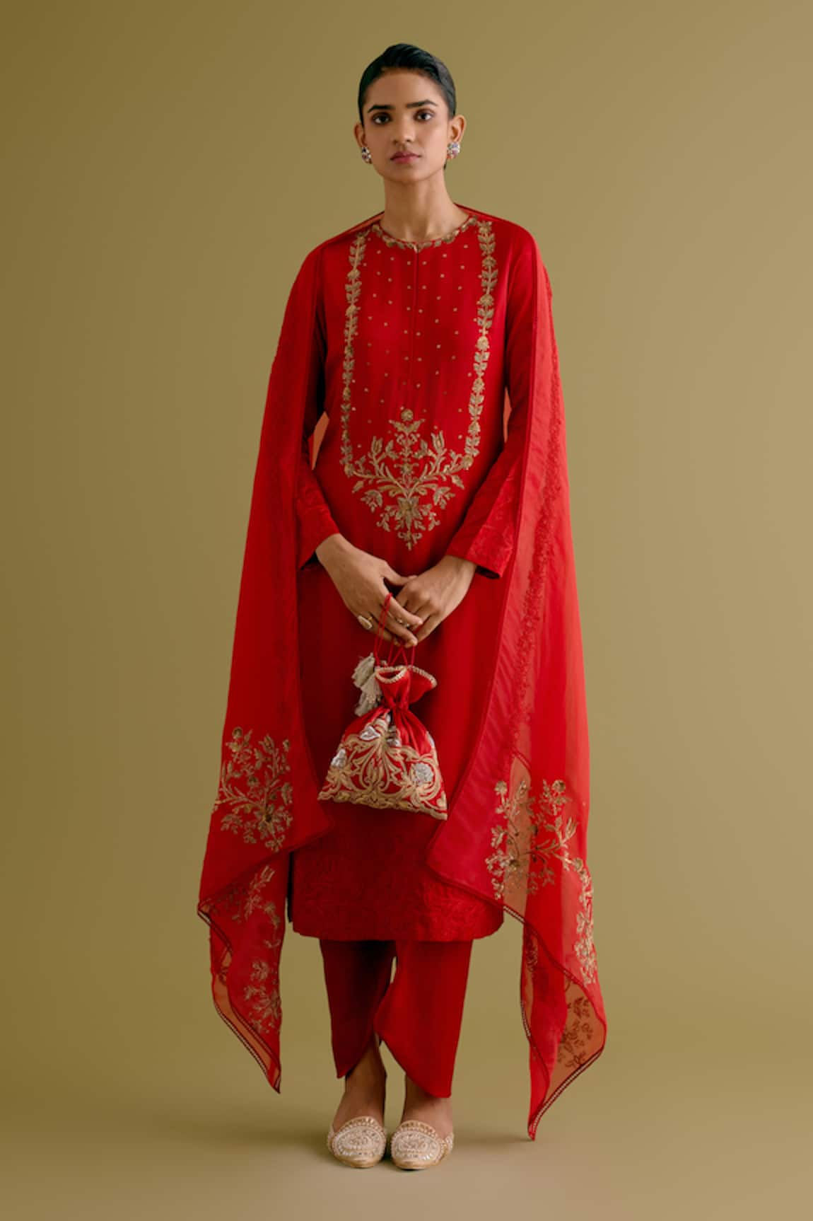 Devnaagri Gullista Dori & Sequin Embroidered Kurta & Dhoti Pant Set