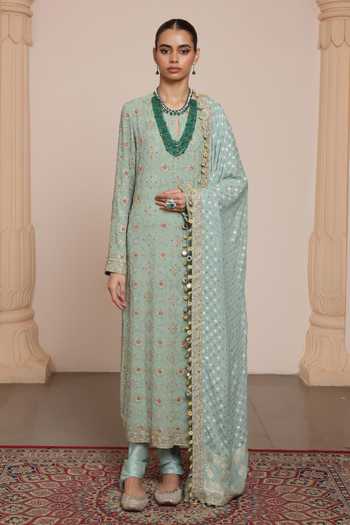 Arpita Mehta Zari Embellished Floral Vine Kurta Set 
