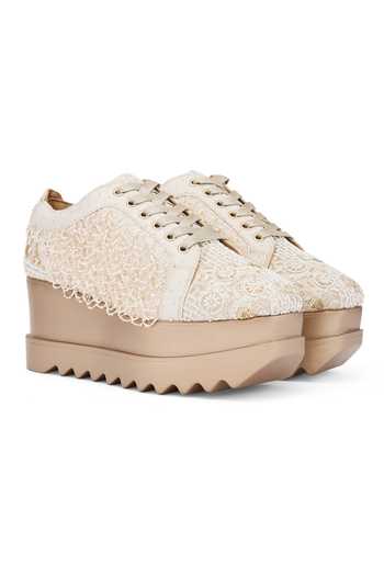 Anaar Thumka Crew Beaded Jaali Embellished Wedge Sneakers