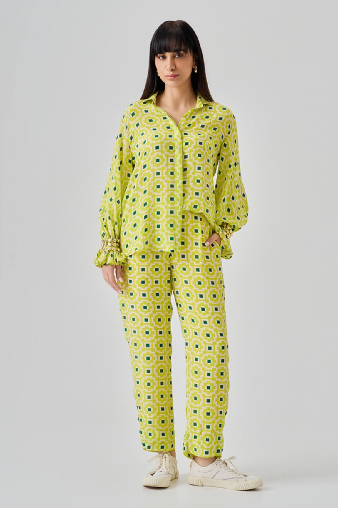 neetiandmudita Dunes Pixel Print Shirt With Pant 