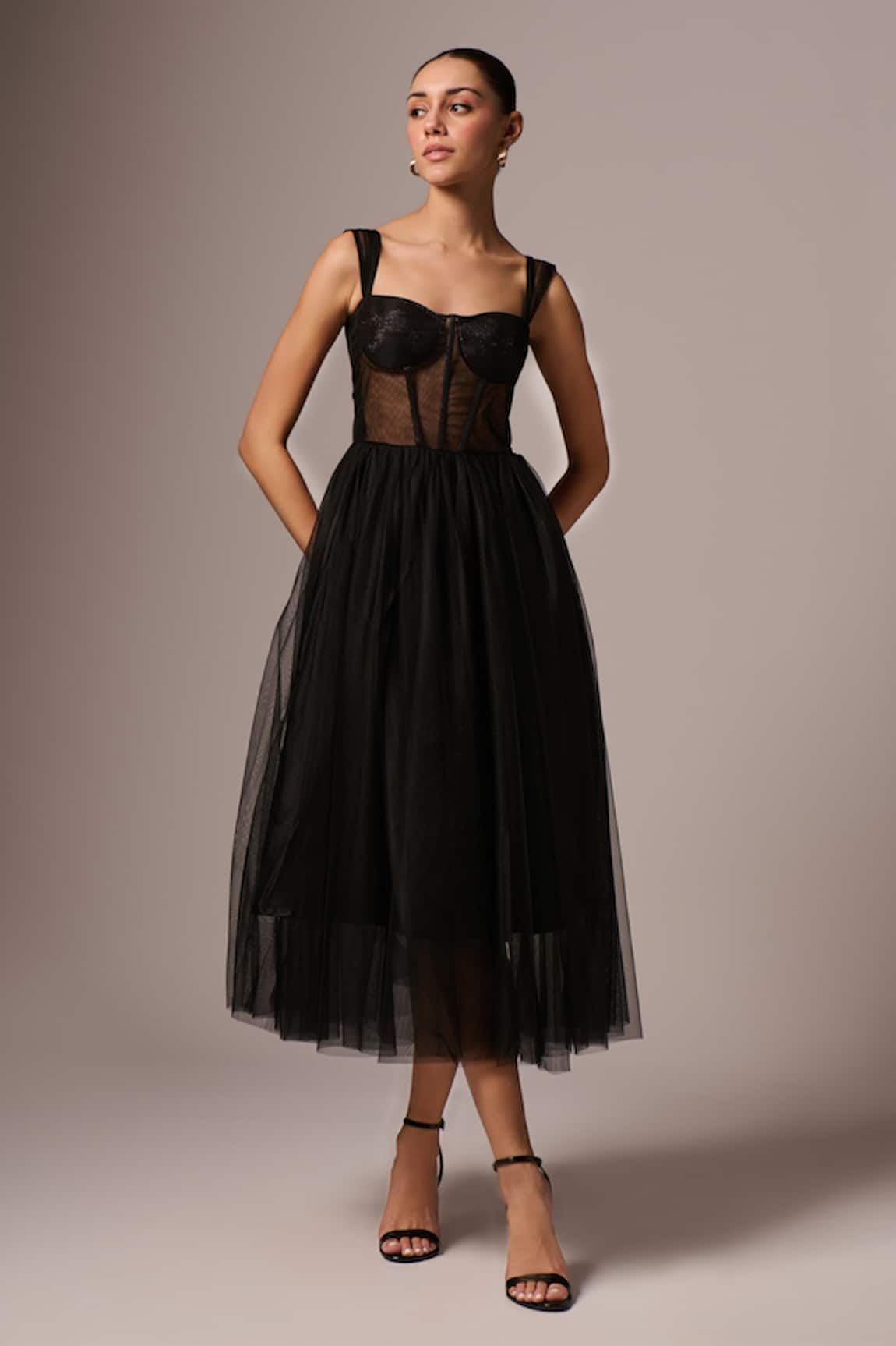 Emblaze Solid Layered Tiered Corset Dress