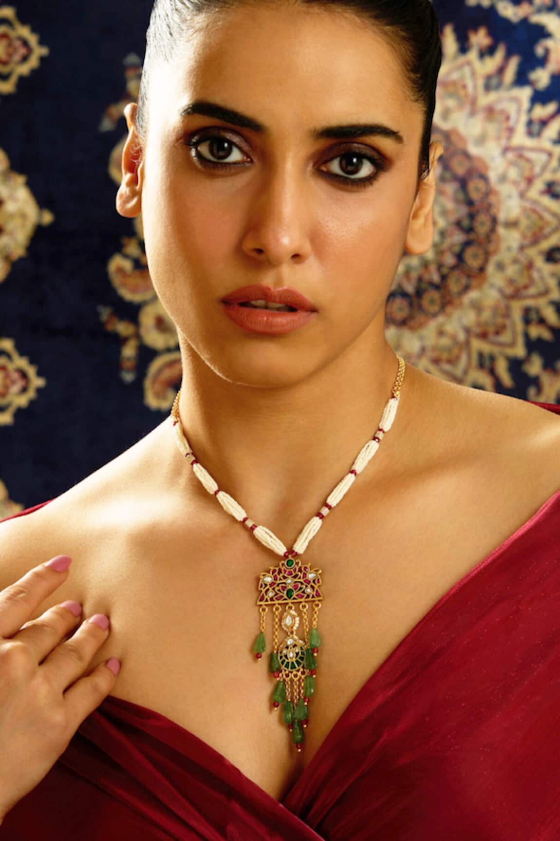 Joules By Radhika Twisted Pearl Rajwadi Pendant Necklace 