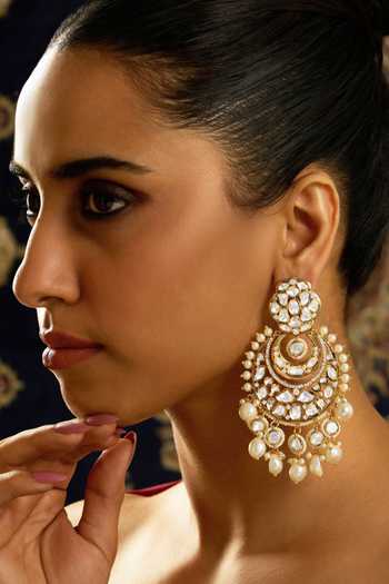Joules by Radhika Pearl Embellished Chandbalis 