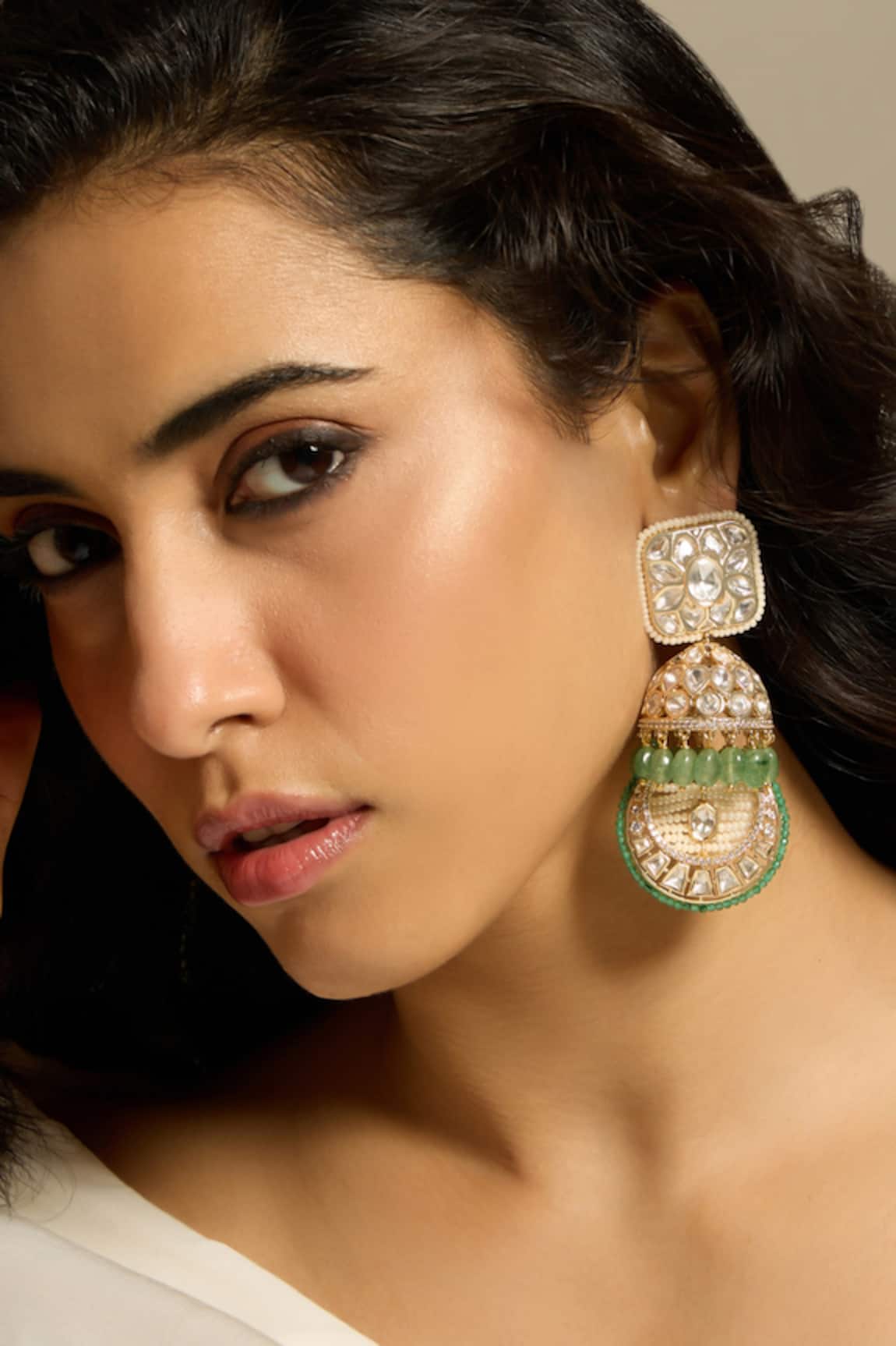 Joules By Radhika Bead & Polki Embellished Earrings 