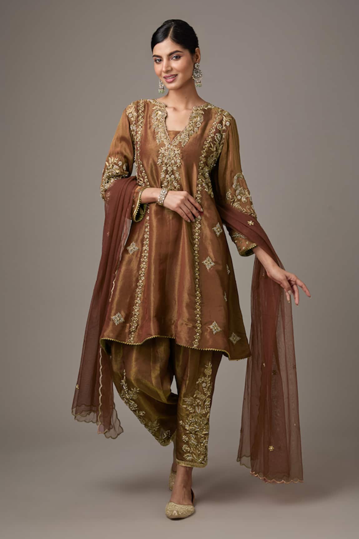 Studio A Dori Embroidered A-Line Kurta & Pant Set 