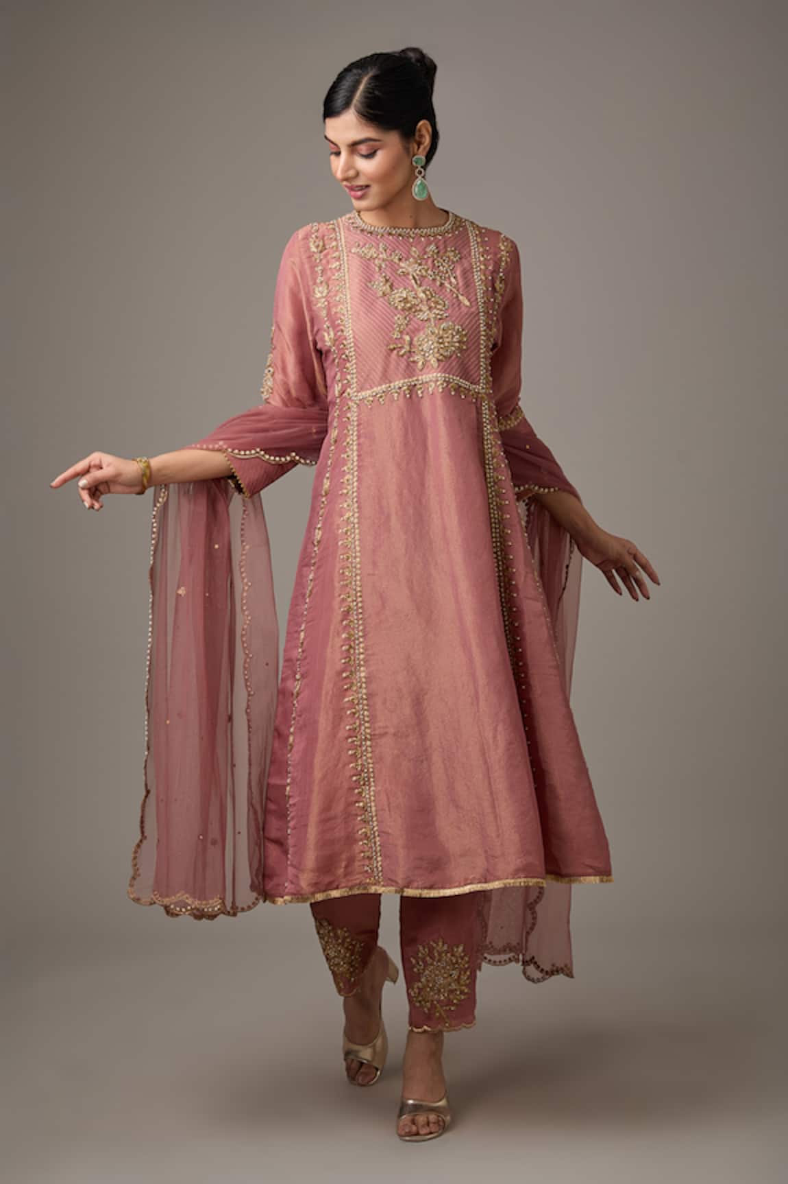 Studio A Dori Embroidered A-Line Kurta With Pant