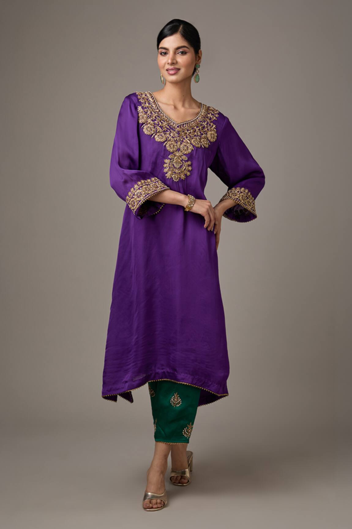 Studio A Floral Dori Embroidered A-Line Kurta With Salwar