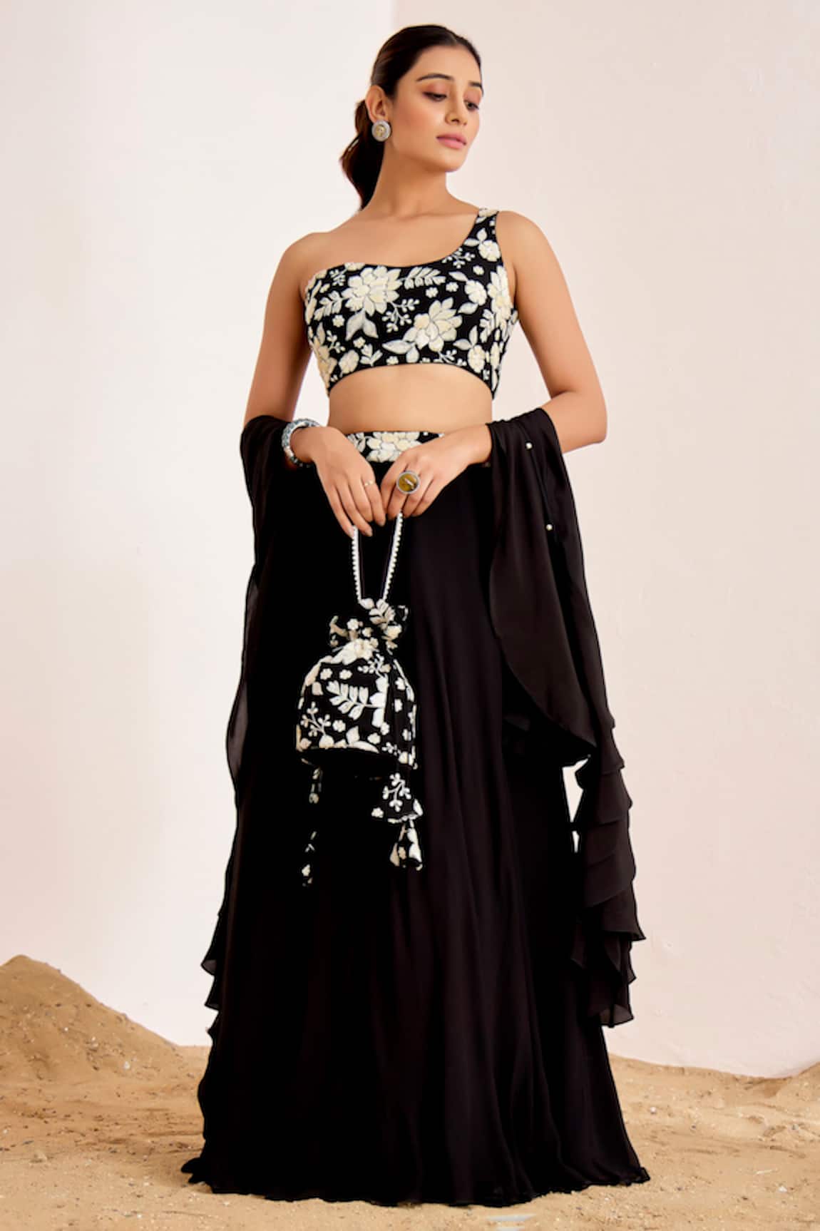 Suruchi Parakh Floral Sequin Embroidered Blouse Lehenga Set 