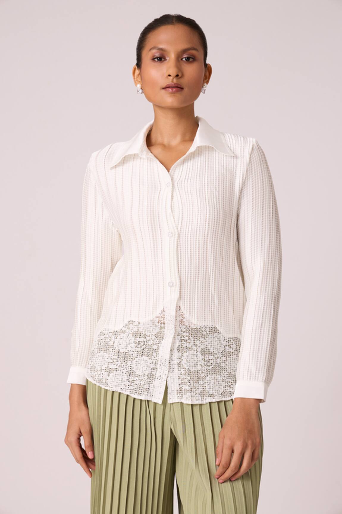 Scarlet Sage Gaby Pleat Textured Shirt 