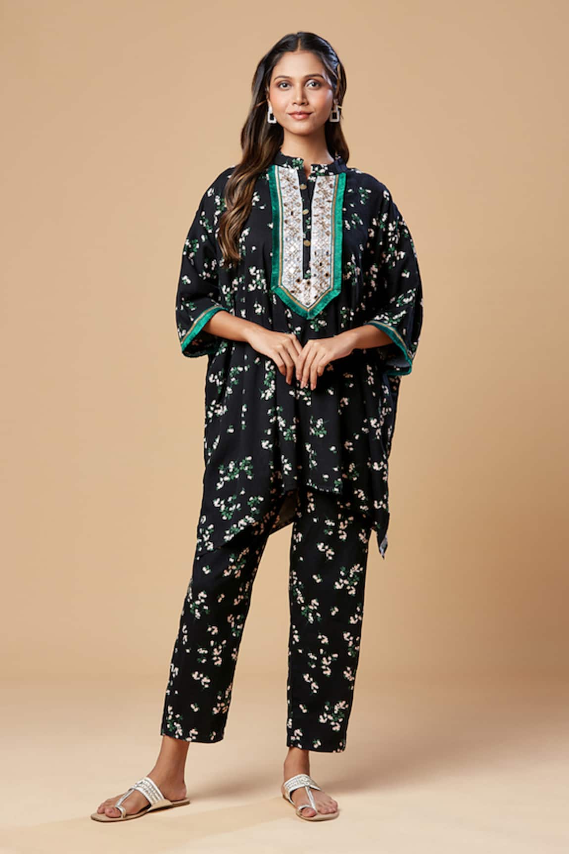 SPRING BREAK Floral Print Kaftan Tunic & Pant Set 