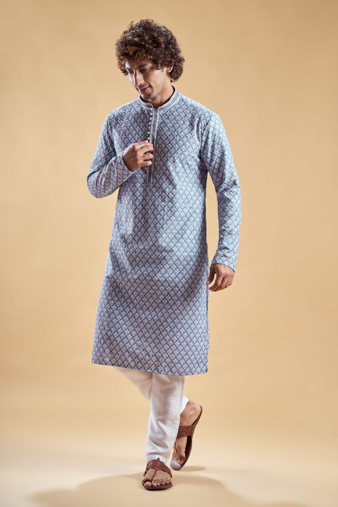 Arihant Rai Sinha Floral Jaal Print Straight Kurta With Churidar 