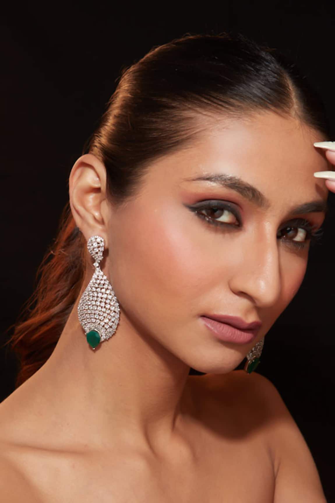 Vivinia By Vidhi Mehra Zircon Studded Dangler Earrings