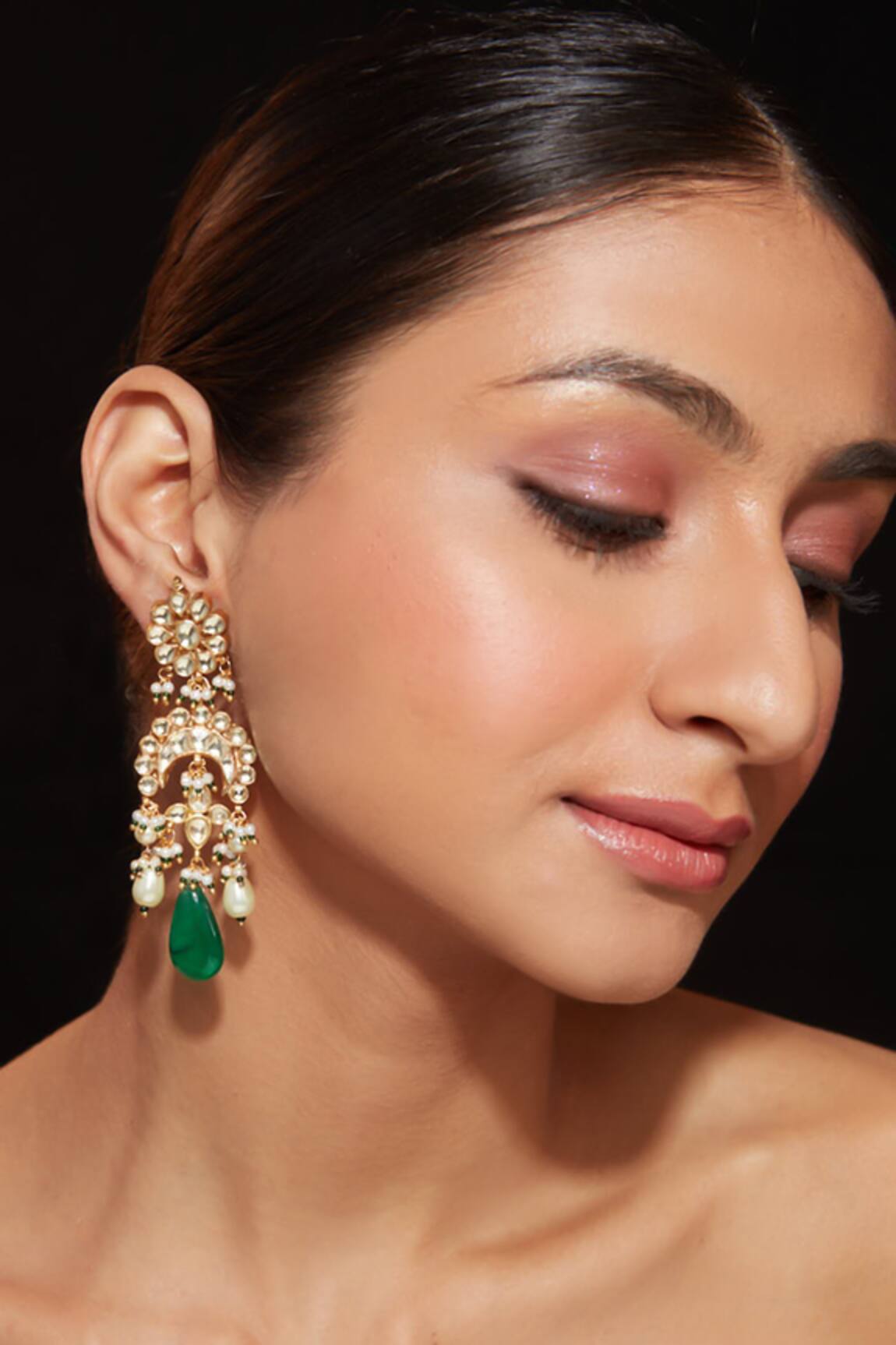 Vivinia By Vidhi Mehra Floral Top Kundan Embellished Earrings