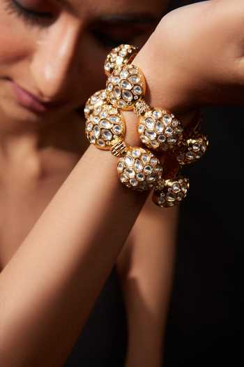 Vivinia By Vidhi Mehra Kundan Polki Studded Bangle - Set of 2 