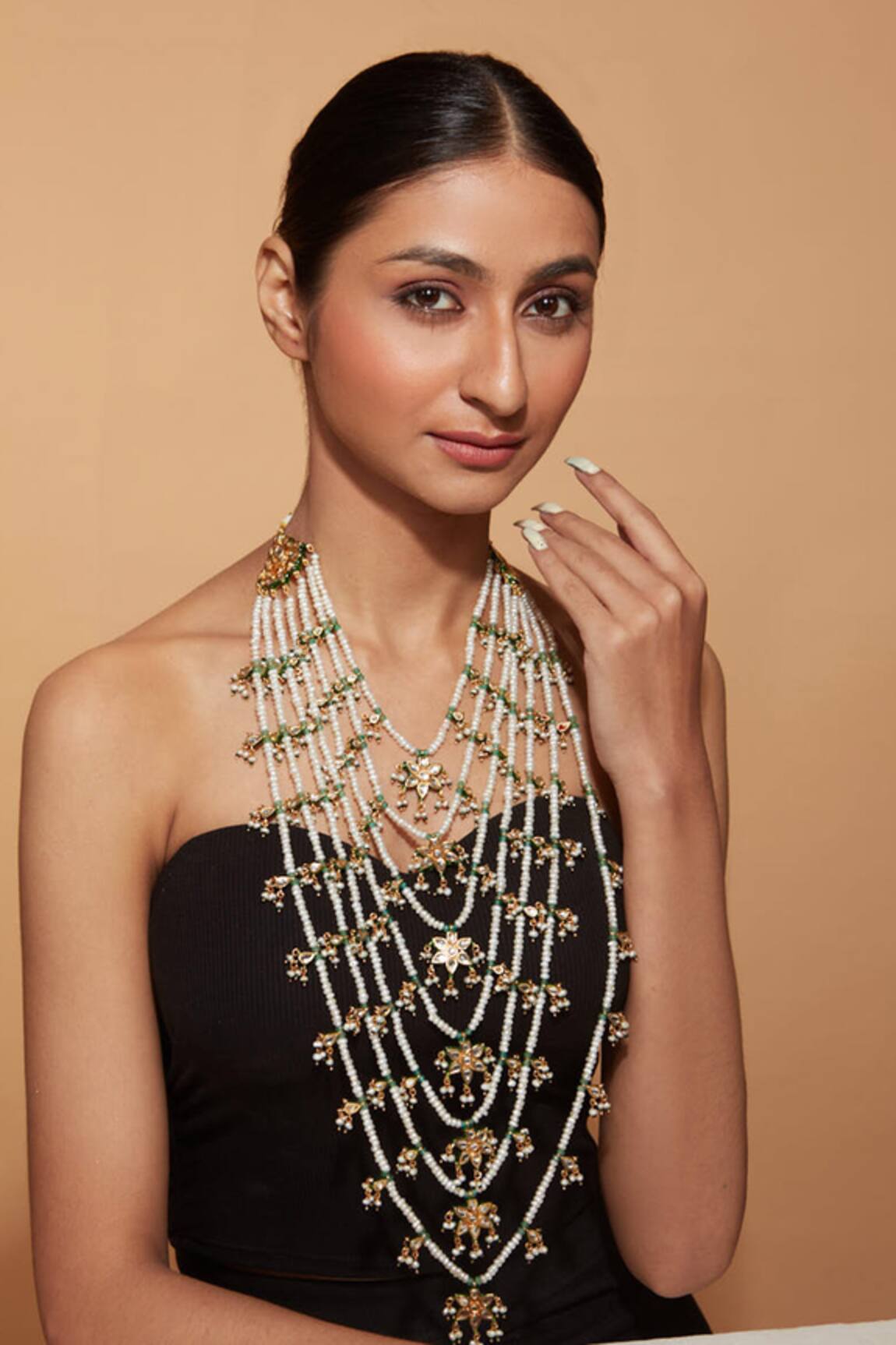 Vivinia By Vidhi Mehra Kundan Studded Floral Multi-Layer Necklace 