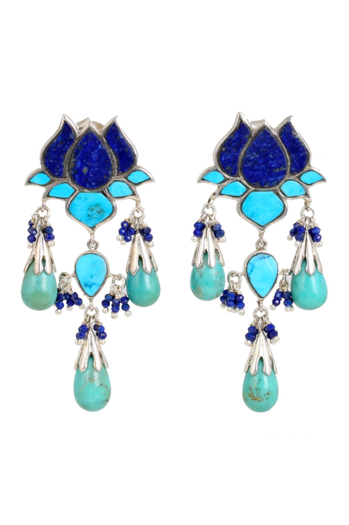 Anuka Jewels Turquoise Drop Lotus Earrings