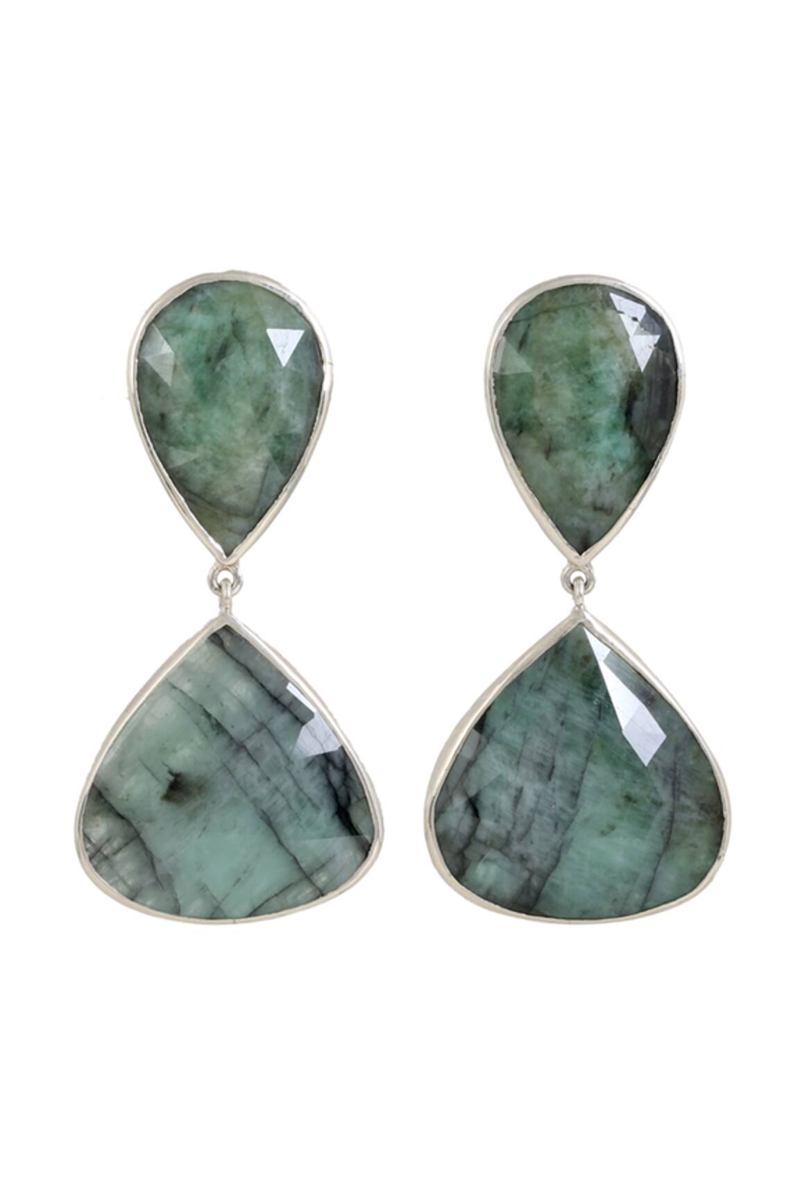 Anuka Jewels Emerald Embellished Drop Earrings