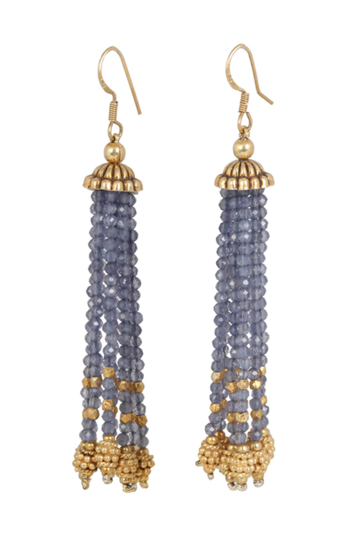 Anuka Jewels Iolite Bead Tassel Earrings