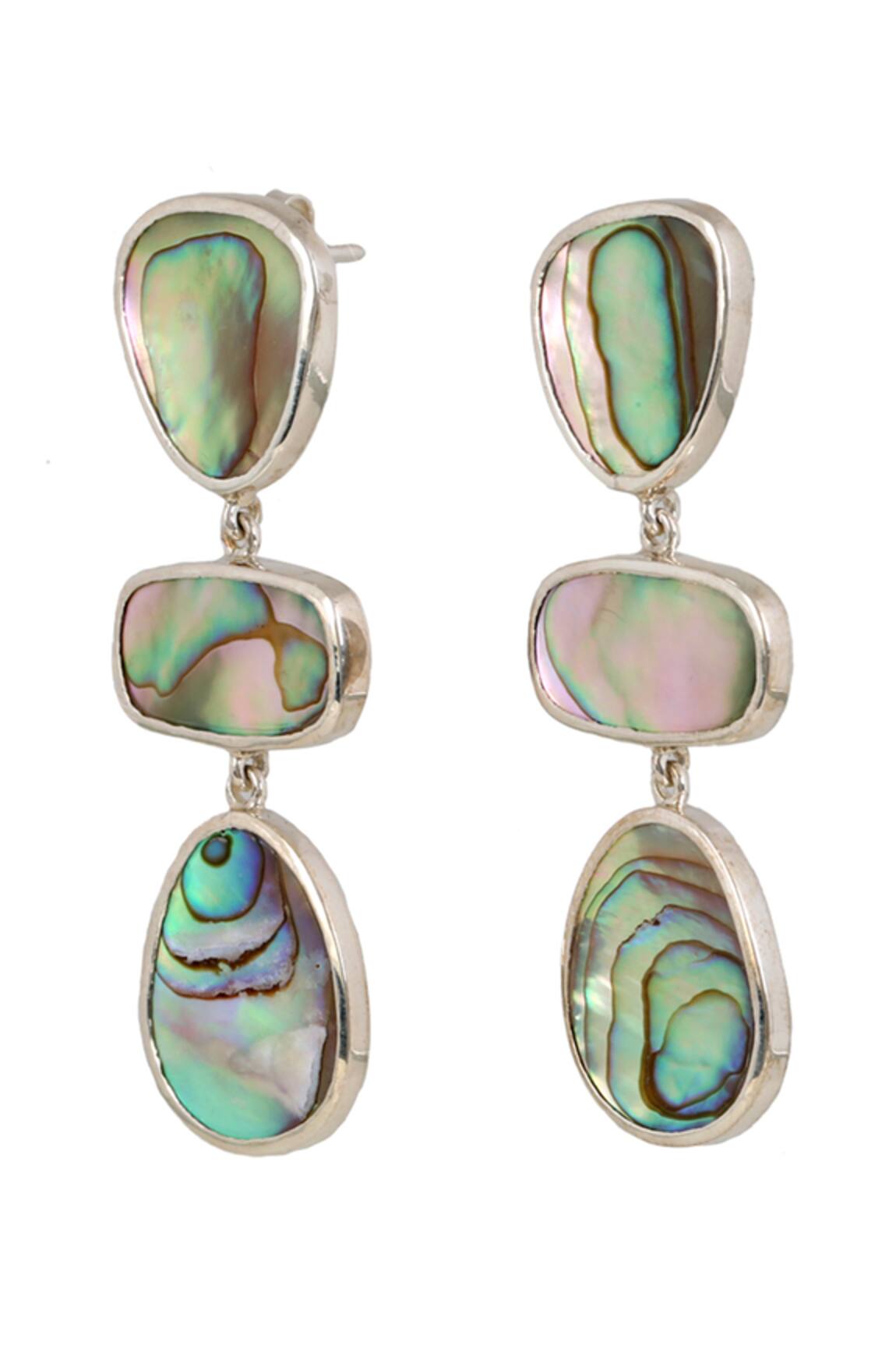 Anuka Jewels Geometric Abalone Embellished Earrings