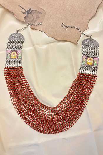 Anuka Jewels Deity Enamelled Coral Layered Necklace 