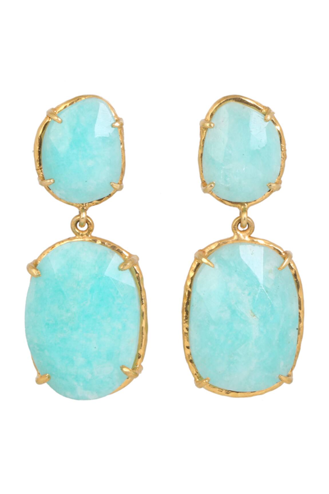 Anuka Jewels Amazonite Studded Dangler Drop Earrings