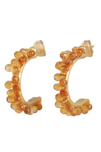 Anuka Jewels Citrine Cluster Embellished Hoops 