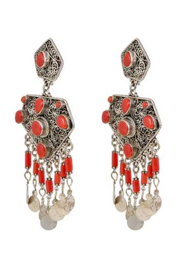 Anuka Jewels Bahar Coral Embellished Dangler Earrings 