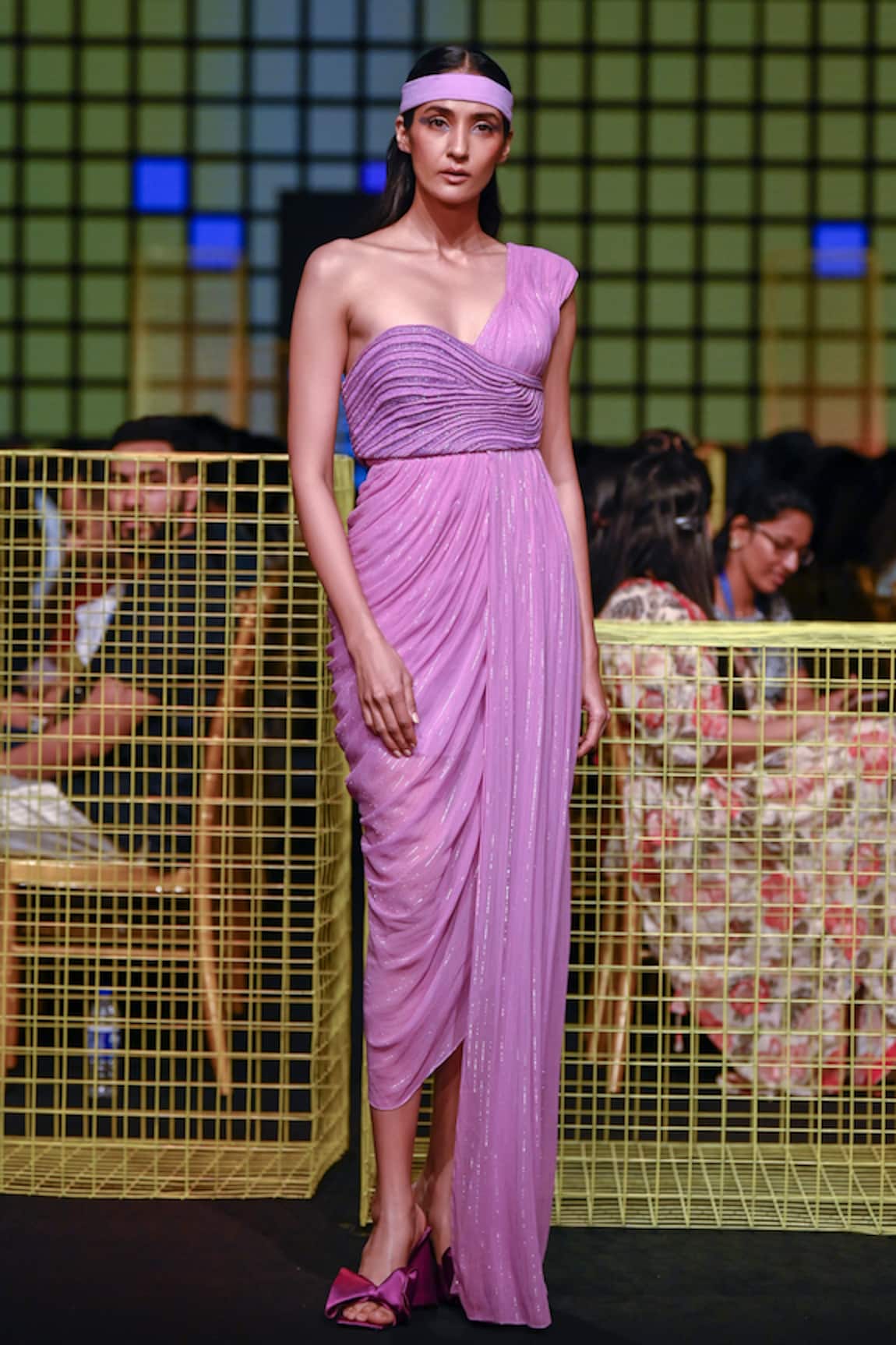 Nirmooha Cording Textured Bustier With Pleated Gown 