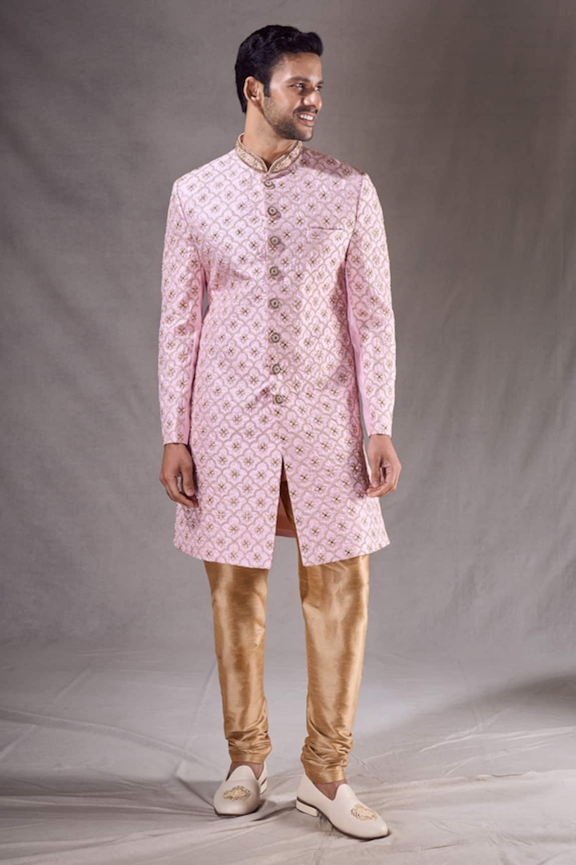 Arihant Rai Sinha Floral Bloom Jaal Embroidered Sherwani With Contrast Pyjama 