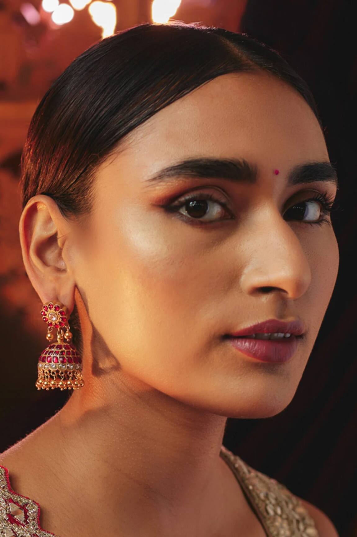 Karisa Designs Kundan Embellished Jhumkas 