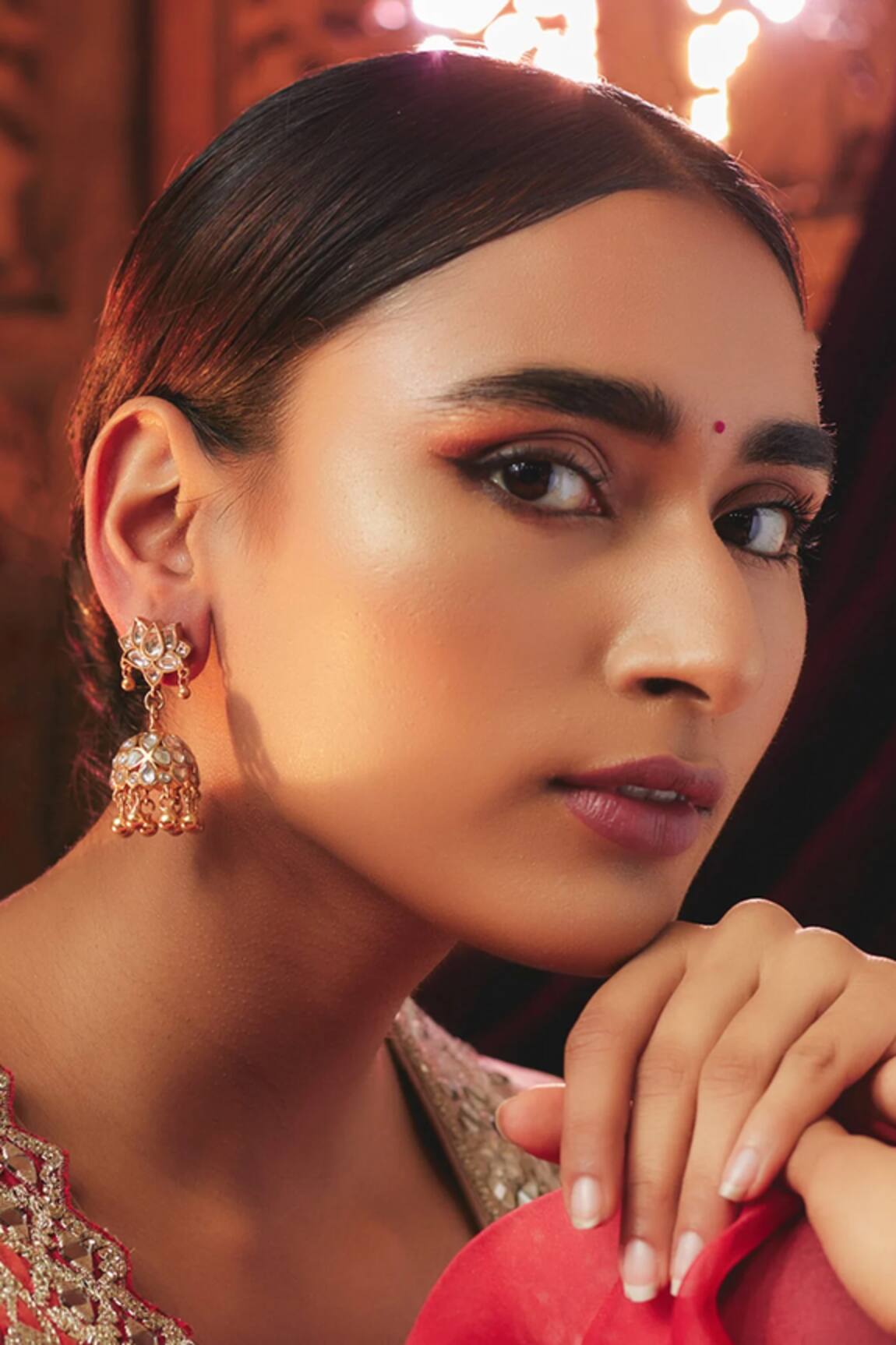 Karisa Designs Floral Kundan Stone Embellished Jhumkas 