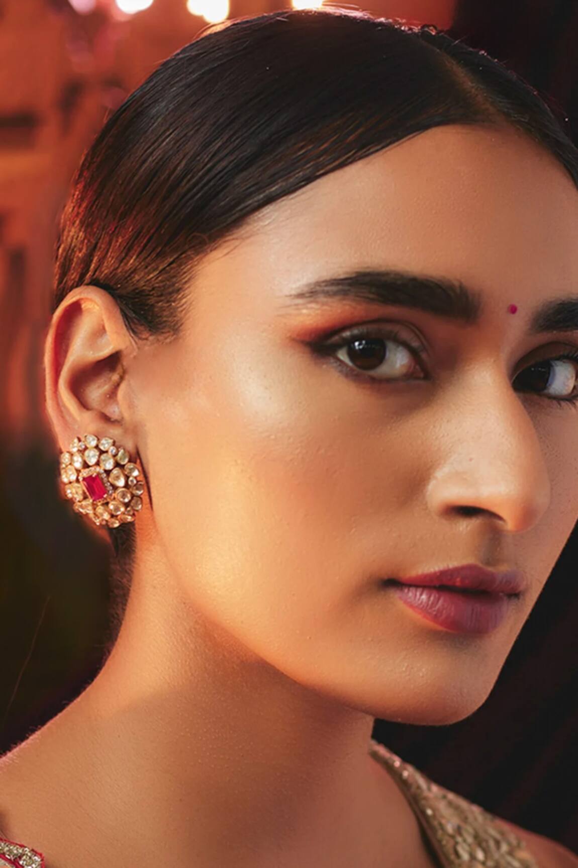 Karisa Designs Moissanite Polkis Embellished Studs 