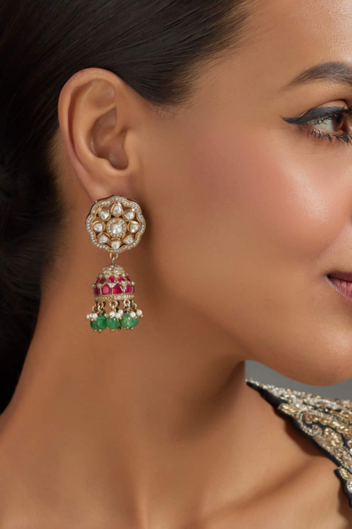 Karisa Designs Victorian Stone Embellished Jhumkas 