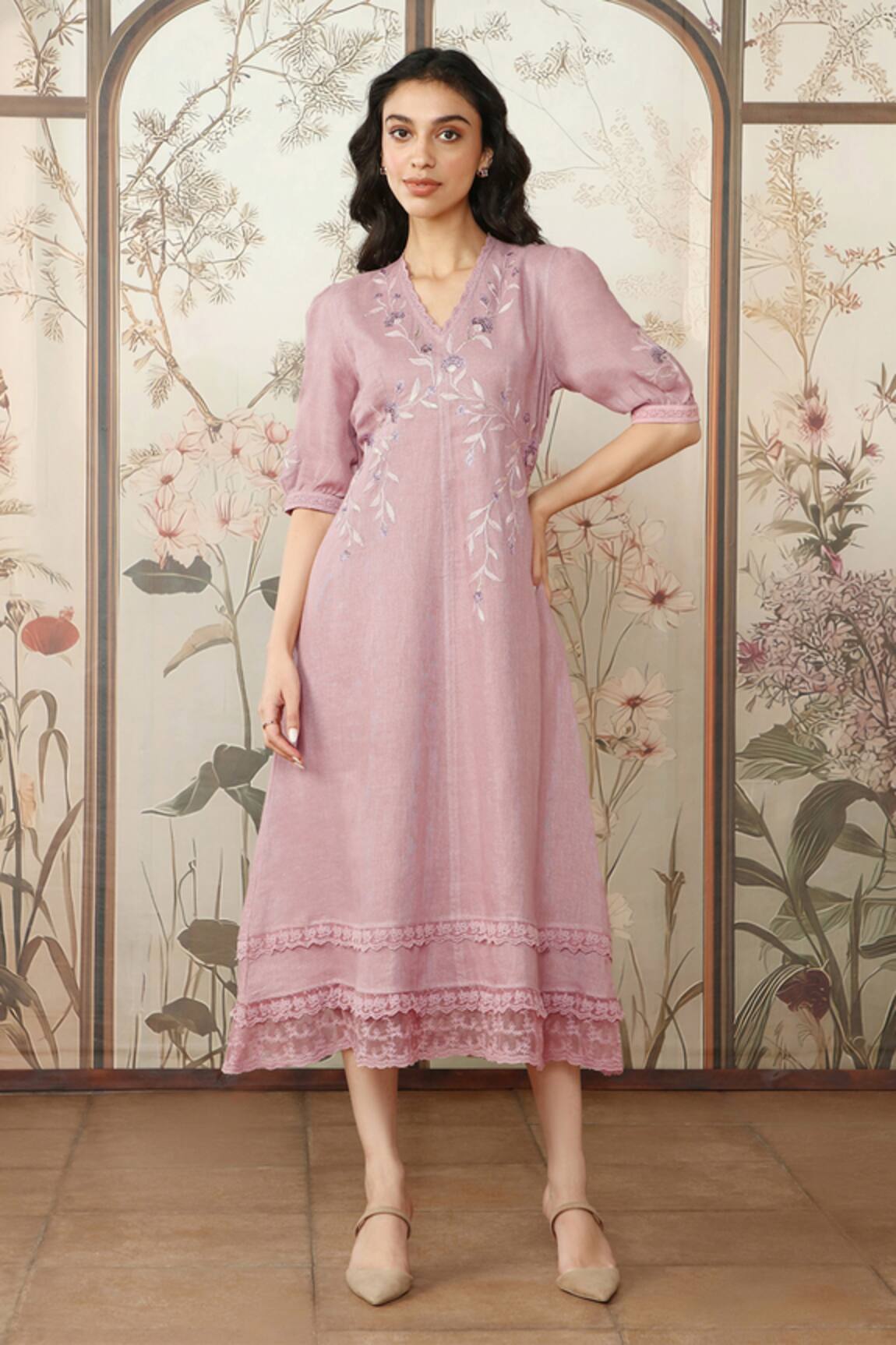 Kaveri Dahlia Dia Embroidered Midi Dress