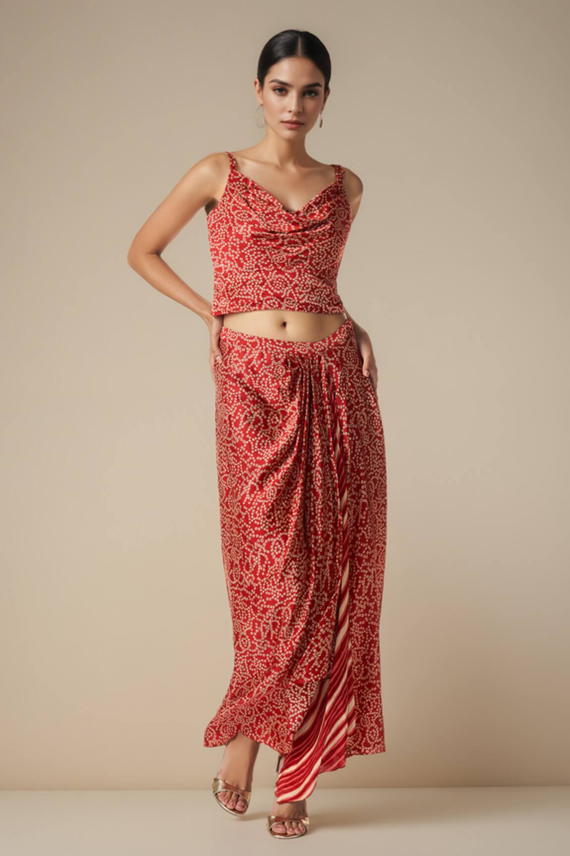 Gulabo By Abu Sandeep Printed Front Slit Skirt 